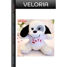Veloria Özel Seri Oyun Arkadaşı Yumuşak Dokulu Sürpriz Hediye Love Tişörtlü Sevimli Peluş Köpek