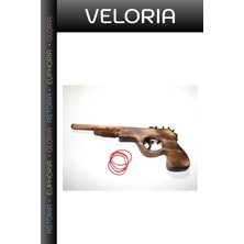 Veloria Özel Seri Ahşap Lastik Atan Tabanca 9ALY163 Sunum Ögesi Arkadaşa Hediye Oyun Aleti