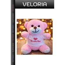 Veloria Özel Üretim I Love You Tişörtlü Pembe Peluş Ayıcık Anlamlı Seçim Tatlı Sürpriz Romantik Dokunuş