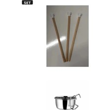 25CM Ahşap Tünek + CCHCP10 Kanca Askılı 10 Oz Metal Yem … Kuş Seti