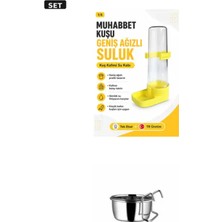 Muhabbet Kuşu Suluğu Geniş Ağız Suluk + CCHCP10 Kanca Askılı 10 Oz Metal Yem … Kuş Seti