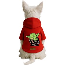 MonoPetz Baskılı Içi Polarlı Köpek ve Kedi Kıyafeti & Elbisesi - Kırmızı Renk Kapüşonlu Hoodie B729A Xl