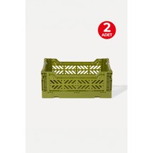 2 Adet - Aykasa Minibox Olive Katlanabilir Kasa 261710