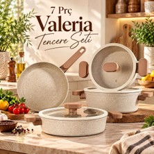 Lavonni Valeria 7 Parça Cappuccino Granit Ezme Tencere Seti – 20-24 cm Derin Tencere, 26 cm Basık Tencere ve Tava