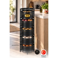 Metes Kitchen Tekerleksiz Rengi Siyah Açılabilen 5 Katlı Çok Amaçlı Metal Raf Mutfak, Balkon, Kiler