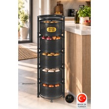 Metes Kitchen Tekerleksiz Rengi Antrasit Açılabilen 5 Katlı Çok Amaçlı Metal Raf Mutfak, Balkon, Kiler