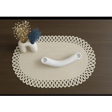 Odiyo Oval Jüt Runner Masa Örtüsü, 30X70 Cm, Hasır Dokuma, Çift Taraflı, Doğal Krem,