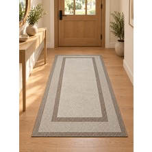 Dekoset Home Sisal Halı- Krem-Bej Bordürlü Hol Koridor Halısı- Kaymaz Taban- Yıkanabilir Kilim Halı Yolluk