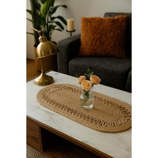 Odiyo Modern Jüt Masa Örtüsü, Doğal Hasır, 30X70 Cm, Çift Taraflı, Oval Desenli