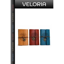Veloria Delux Serisi Vintage Deri Kapaklı Not Defteri Yazı Yazma Ofis Gereci Nostaljik Defter