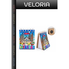 Veloria Özel Seri Kırtasiye Turistik Dekoratif Istanbul Temalı Ahşap Magnetli Not Defteri