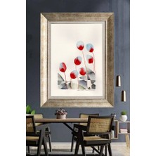 Giyense Tablo Minimalist Kırmızı Sulu Boya Laleler Çerçeveli Duvar Tablosu Modern Salon Tablosu