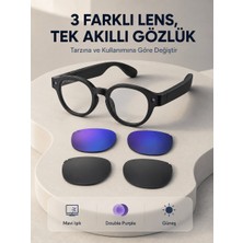 Astraltech Siyah Akıllı Kamera Gözlüğü Fotoğraf Video Çekimli Yapay Zeka Destekli Bluetooth Çoklu Dil Çeviri 3 Lensli