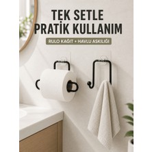 Maesko Banyo ve Mutfak Için Yapışkanlı Havlu Askılığı ve Rulo Kağıt Tutucu Set