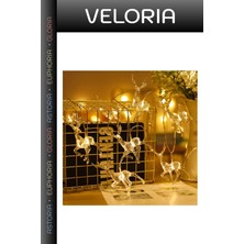 Veloria Özel Üretim Işıklı Dekor Salon Aksesuarı Pilli Lamba 2m 10 Adet Geyikli Ip LED Işık Mz-11