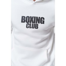 Hai Collection Haı Collectıon Boxing Club Baskılı Kapüşonlu Sweatshirt Siyah Unisex Oversize Hoodie
