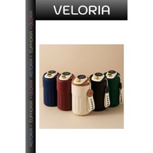 Veloria Özel Üretim 6688 Çelik Termos Beyaz Şık Matara Soğuk Tutan Vakumlu Kap