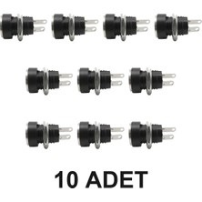 Devremarkt 10 Adet 5.5mm x 2.1mm Dc Power Soket Ince Plastik Dc Güç Soketi Panel Tip Adaptör Girişi Jack Dc Soket