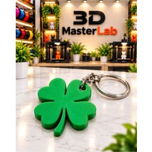 3D MasterLab 3D Baskı 4 Yapraklı Yonca Anahtarlık – Şans Sembolü Dekoratif Anahtarlık / 1 Adet