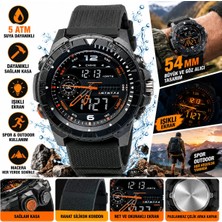 onlinekordon 54 mm 5 Atm Suya Dayanıklı Extreme Spor Outdoor Erkek Kol Saati Silikon Kordonlu 0447