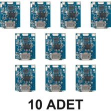 Devremarkt 10 Adet 134N3P Powerbank Devresi Lityum Pil Şarj ve Koruma Modülü 5V 1A USB Çıkış Microusb Lion 18650 Batarya Akü T6845-C