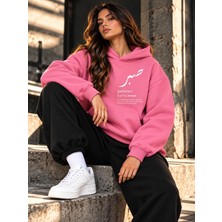 Hai Collection Haı Collectıon Patience Sabır Baskılı Oversize Kapüşonlu Sweatshirt Pembe Unisex Hoodie