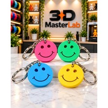 3D MasterLab 3D Baskı 4'lü Gülen Yüz / Gülen Surat Smiley Anahtarlık– Renkli Çanta ve Anahtar Aksesuarı