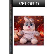 Veloria Seni Seviyorum Tişörtlü Sevimli Peluş Tavşan Anlamlı Hediye Mutlu Anlar Yıldönümü Hediyesi