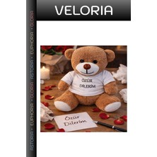 Veloria Özel Seri Özür Dilerim Tişörtlü Peluş Ayıcık Dekoratif Figür Kalıcı Hatıra Kalpli Hediye