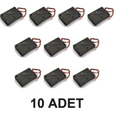 Devremarkt 10 Adet 3lü Aaa Pil Kutusu Yuvası Ince Küçük Tip 3 Tane 1.5V Pil Kullanılır Dc 4.5V Plastk Pil Tutucu 14CM Kablo Oyuncak Araba Robot