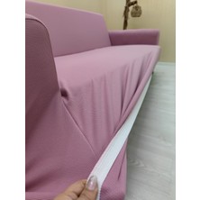 Mikro Lastikli Kaymaz Elastik Koruyucu Giydirme Koltuk Örtüsü - Pudra - 3+3+1+1 (4 Parça Set)