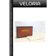 Veloria Delux Serisi Parti Eğlencesi Yaşam Alanı Keyifli Vakit Deri Kutulu Domino Oyunu