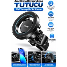 XK-HOLDER53 Manyetik Araç Içi Havalandırma Telefon Tutucu, 360° Dönebilen Manyetik Telefon Standı, Havalandırma Izgarası Uyumlu, Abs+Pc, Siyah