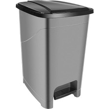 15 Lt Saral Slim Pedallı Plastik Çöp Kovası Siyah Kapaklı