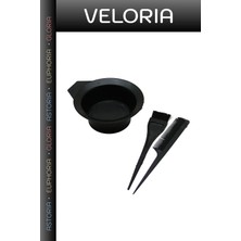 Veloria Renk Uygulaması Boya Fırçası Ev Tipi Siyah 3'lü Saç Boyama Seti Tarak Fırça Kase Plastik