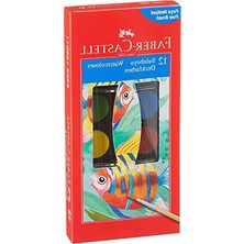 Velora Faber-Castell Suluboya 12 Renk, Küçük Boy, Parlak ve Örtücü Renkler, Kağıt Yüzeylere Uygun, Karışabilir