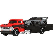 Velora Hot Wheels Koleksiyoncular Seti Sergilenmeye Uygun Setler, 3 Adet 1:64 Ölçekli Araba ve 1 Adet 1:64 Ölçekli Team Transport Araç, Metal/metal Şasi ve Real Riders Tekerlekler, JBM05