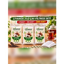 Liyanos 3'lü 100 Adet Çay Filtresi 9X22 cm – 300 Adet Doğal Malzeme Çay Demleme Poşeti