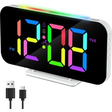 Gece Lambalı Yatak Odaları Için LED Dijital Çalar Saat, Ayarlanabilir Ses, Çift Alarm, 12/24 Saat, Erteleme, Kısılabilir, USB Şarj Cihazı, Ağır Uyuyan