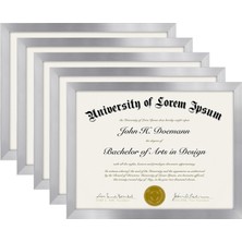 8,5 x 11 Parlak Pleksiglaslı Diploma Çerçevesi - 5'li Set - Eski Koleksiyon - Masa Üstü ve Duvar Ekranı Için Fotoğraf Çerçeveleri - Gümüş