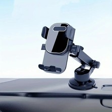 Araç Içi Telefon Tutucu 360° Dönebilen Kaliteli Vakumlu Teleskobik Navigasyon Araç Tutacağı Vantuzlu Tek El Kullanım Bas-Kilitle RT-66D