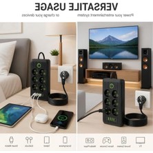 Velora Akım Korumalı Çoklayıcı Priz, 2500W Güç, 4 USB ve 1 Type-C Portu ile 2m Kablo