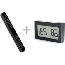 Velora Humidor Puro Kutusu Nemlendirici Haznesi ve Dijital Nem Ölçer Termometre Seti, Siyah, 160X17MM