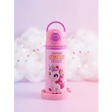 Velora Pipetli Paslanmaz Çelik Su Matarası, Unicorn Tasarımlı ve Askılı