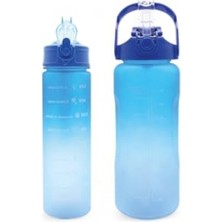 Velora 2'li Motivasyonel Su Matarası Seti, 2000-900 ml Kapasiteli, Mavi