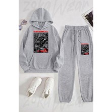 Zoka Wear Fontaines Dc Dublın Baskılı Gri Kapşonlu Takım