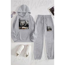 Zoka Wear The Godfather Bas Baskılı Gri Kapşonlu Takım