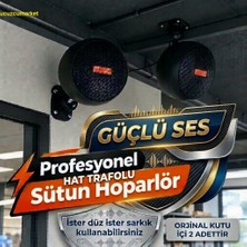 Ucuzcu Market Profesyonel Hat Trafolu Siyah Renk Sütun Hoparlör (Ister Düz-Ister Sarkık Kullan -2'li Takım)