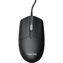 Velora Veggieg G005 Optik 3 Tuşlu Sağ ve Sol Elle Kullanıma Uygun USB Kablolu Mouse Siyah