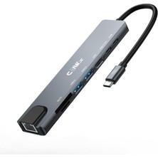 Velora Claw's CHUB008-P 8in1 100W Hızlı Şarj Özellikli Çevirici Hub Çoklayıcı (1x 4K HDMI *1x Usb-C 100W Şarj *1x Usb-C Data *1x USB 3.0 5gbps *1x USB 2.0 480 Mbps 1x RJ45 *2x Tf/sd)